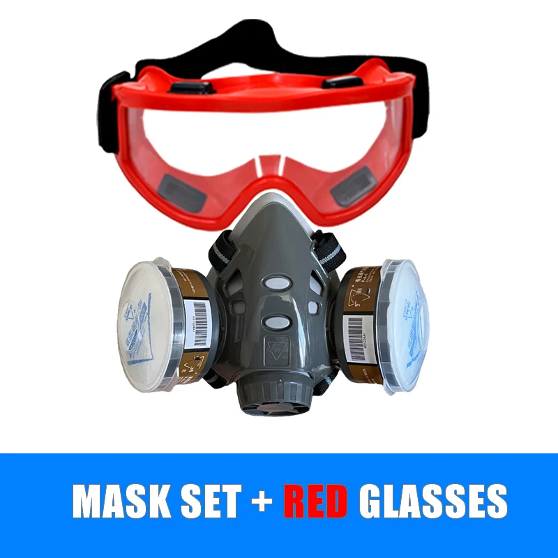 Advanced Dust and Virus Protection Half-Face Mask with Built-in Goggles and Dual-Filter System