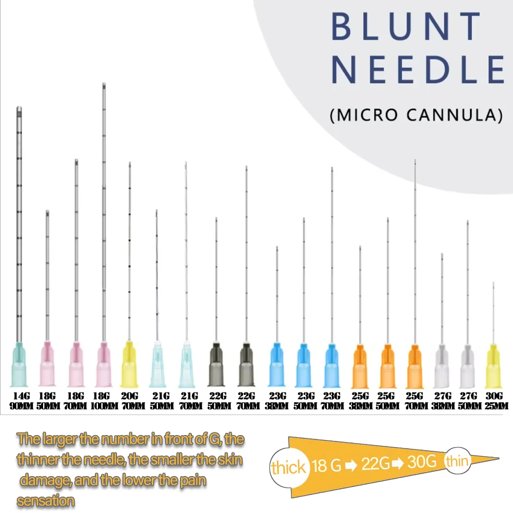 50pcs High Quality Blunt-tip Cannula Korea Manufacturer Supply 22G 50mm 25G 70mm Disposable Blunt Needle for filler