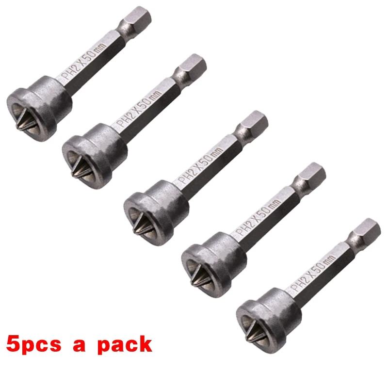 5pcs/set 50mm Drywall Plasterboard Screwdriver Phillips Bit Ph2 1/4
