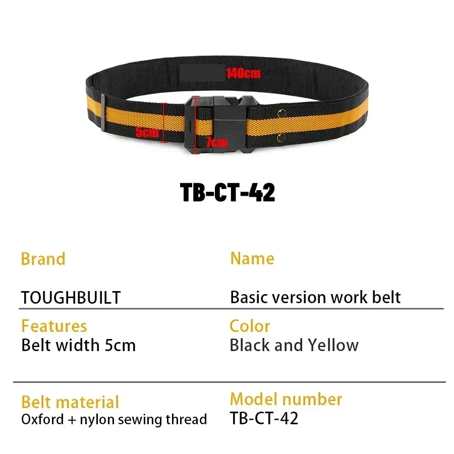 TOUGHBUILT 패딩 벨트 허리 가방용 헤비 듀티 버클 백 지지대 TB-CT-41 TB-CT-41P TB-CT-42 TB-CT-150
