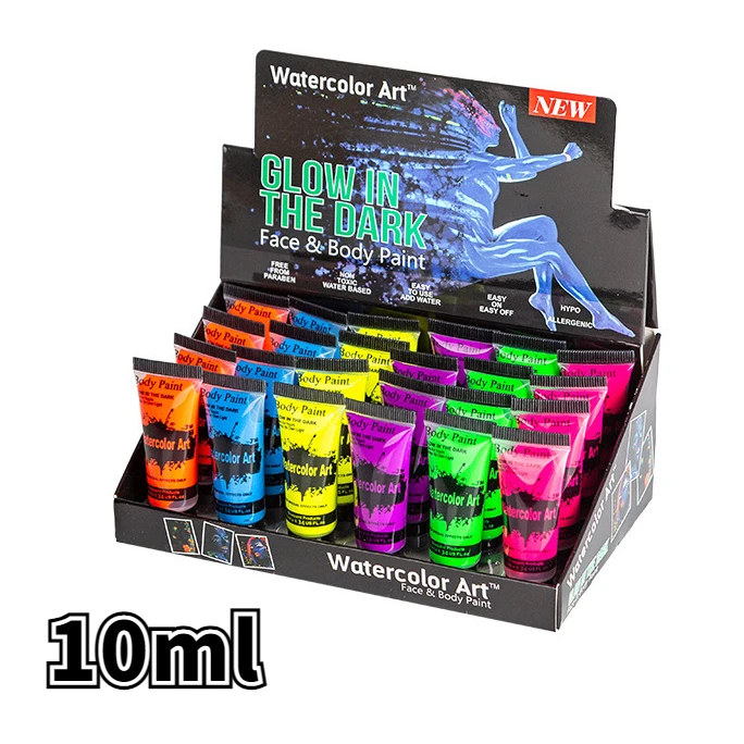 

Body painting pigment 8 colors 10ml/ 25ml fluorescent body painting Halloween holiday painting glow in the dark paint