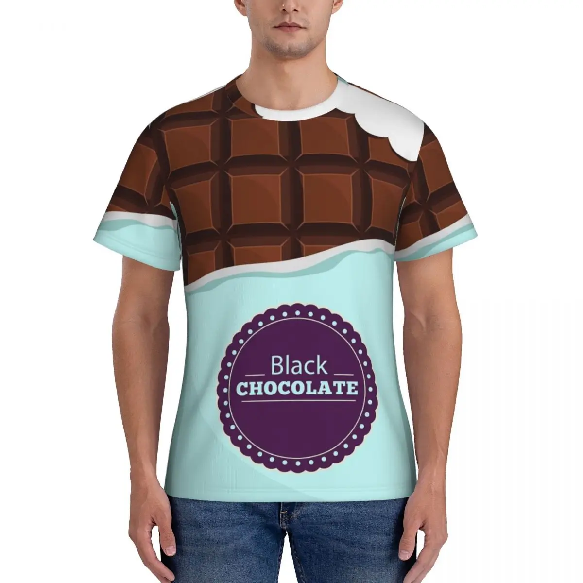 

Nutty Chocolate Ice Cream Waffle Men's tight fitting sports T-shirt,Quick-Drying3D print T-shirt