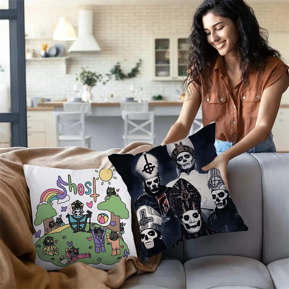Rock band  Pillow Covers G-GhostS Band Cartoon Sofa Decorative Home Double-sided Printing Short Plush Cute Cushion Cover 3