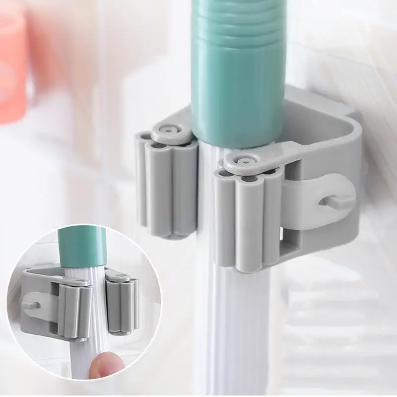 Multi-Purpose Mop Holder Hook Storage Organizer Brush Broom Support Hanger Self-Adhesiv For Kitchen Bathroom Wall multifunctional hooks mop & broom holder mop storage rack