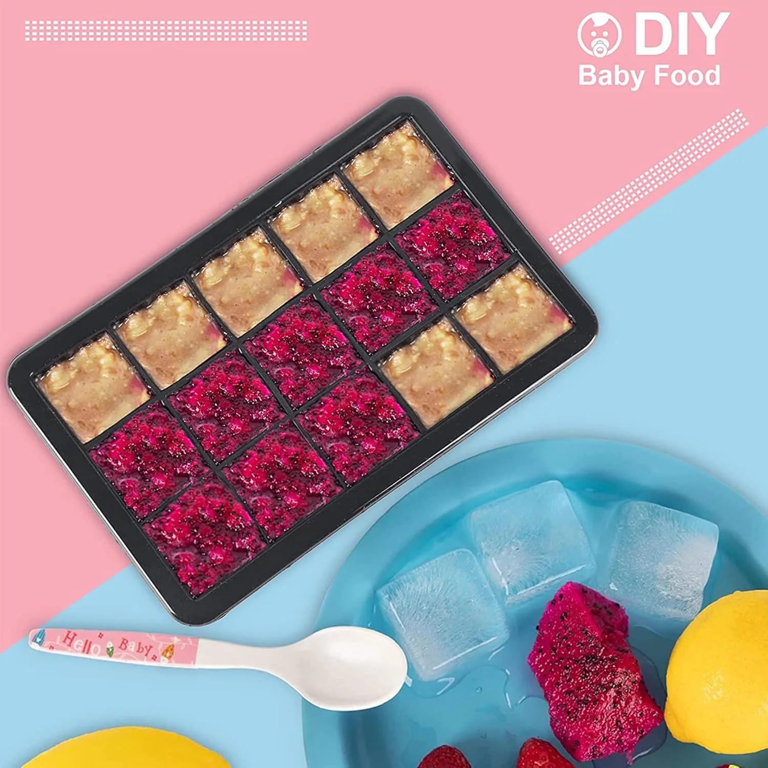 Big Ice Tray Mold Giant Jumbo Large Food Grade Silicone Ice Cube Square Tray Mold DIY Maker Cube