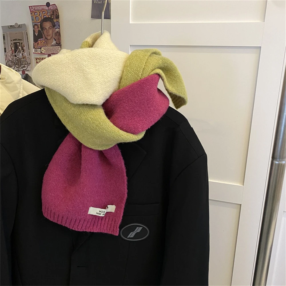 

Korean Warm Winter Knitted Scarf Luxury Mix Color Soft Gradient Scarves Women Fashion Thick Woolen Neckerchief Muffler Bufandas
