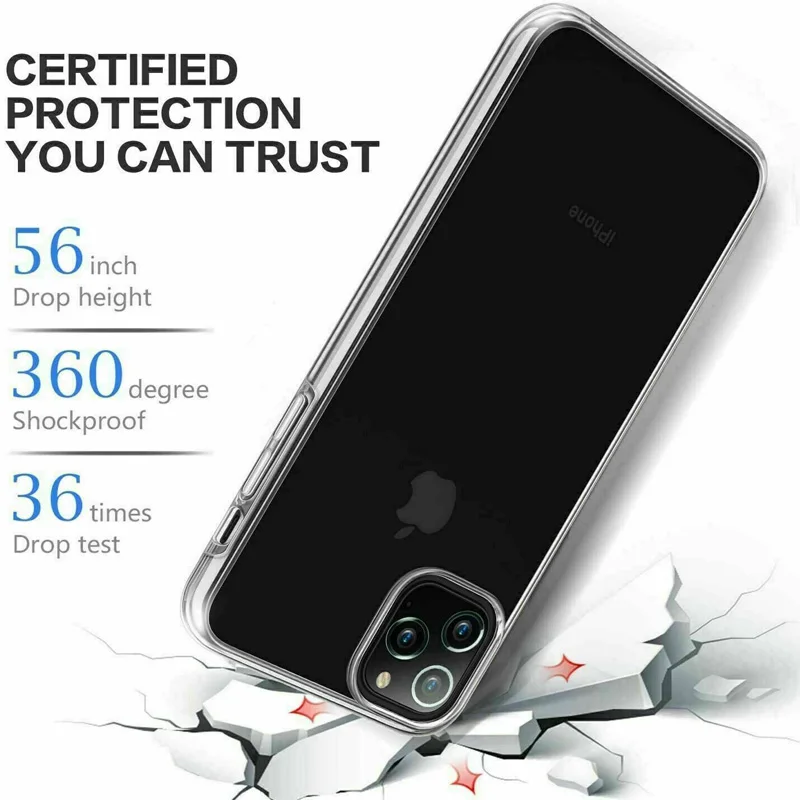360° Full Cover Transparent Protective Soft Silicone Phone Case