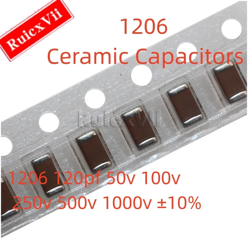 

(50 шт.) 1206 120PF 50V 100V 250V 500V 1000V ± 10% 121K X7R 3216 SMD керамические конденсаторы