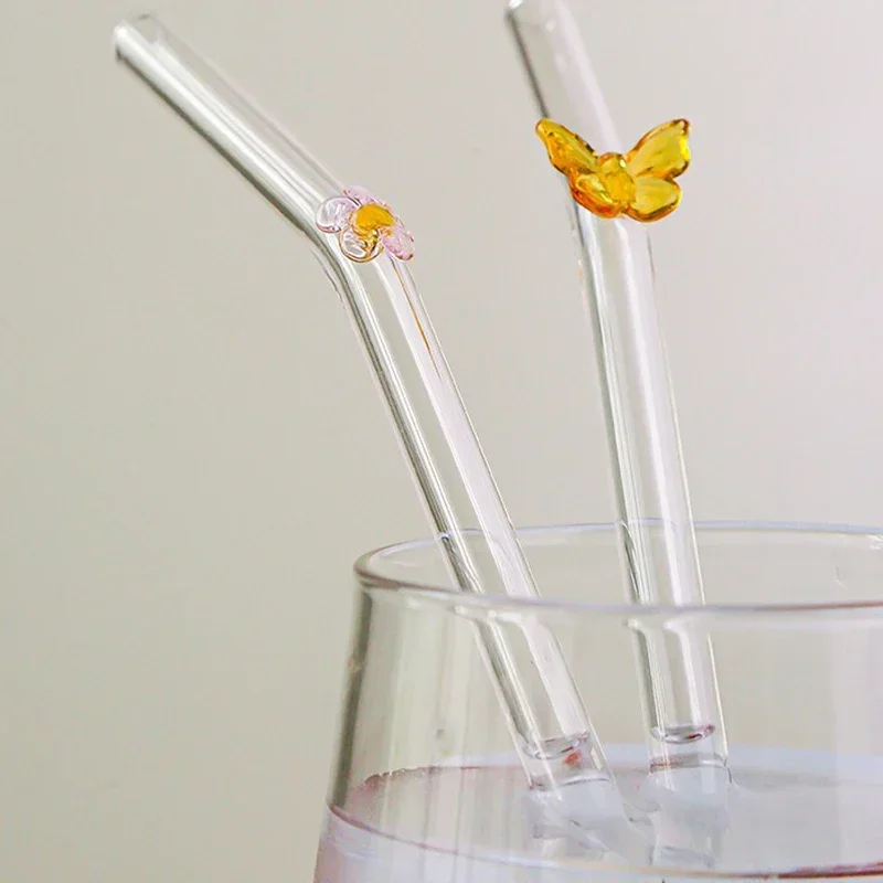 Eco-Friendly Butterfly & Flower Shaped Glass Straw
