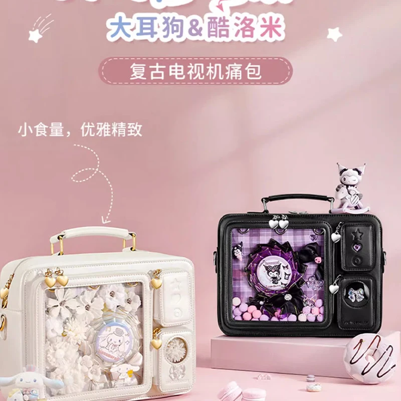 

Kawaii Cartoon Sanrios Plush One Shoulder Portable Bag Kuromi Cinnamoroll Cute Anime High Capacity Portable Versatile Girl Gift