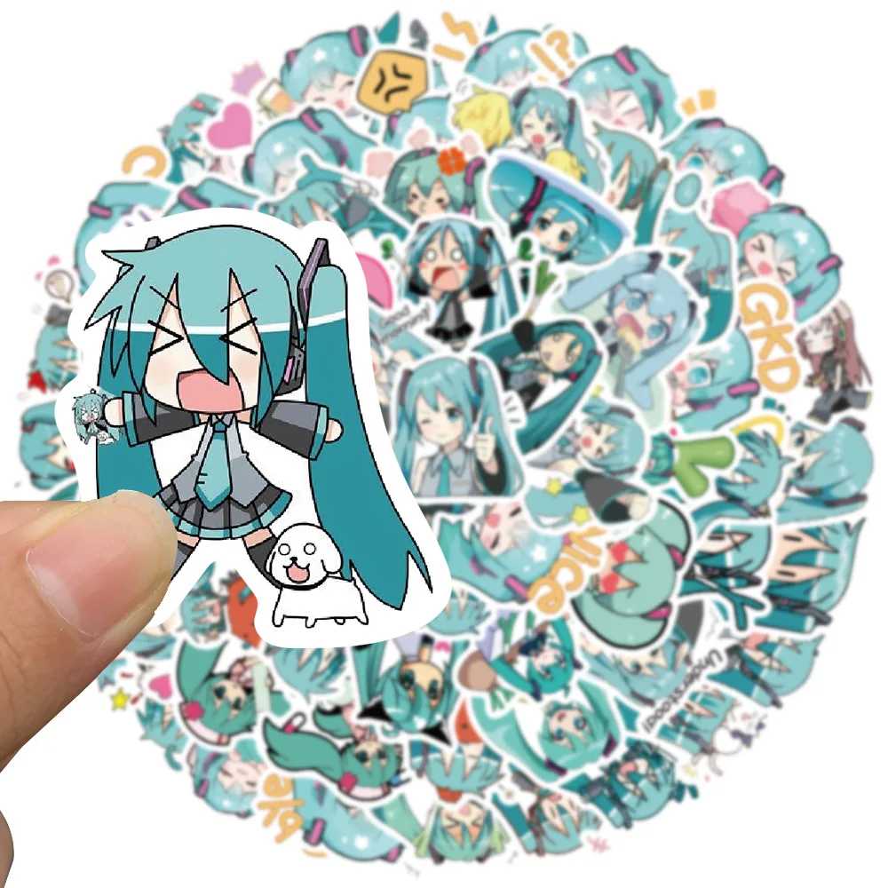 10/65Pcs Kawaii Chibi Hatsune Miku Stickers Pack Anime Luggage