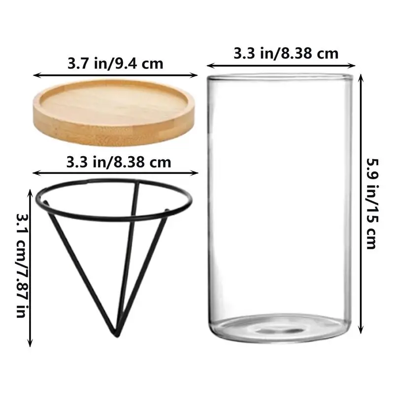 3 Pack Avocado Tree Growing Kits, Glass Avocado Seed Vase With Triangle Bracket And Bamboo Base, Sprouting Plant Pot 6