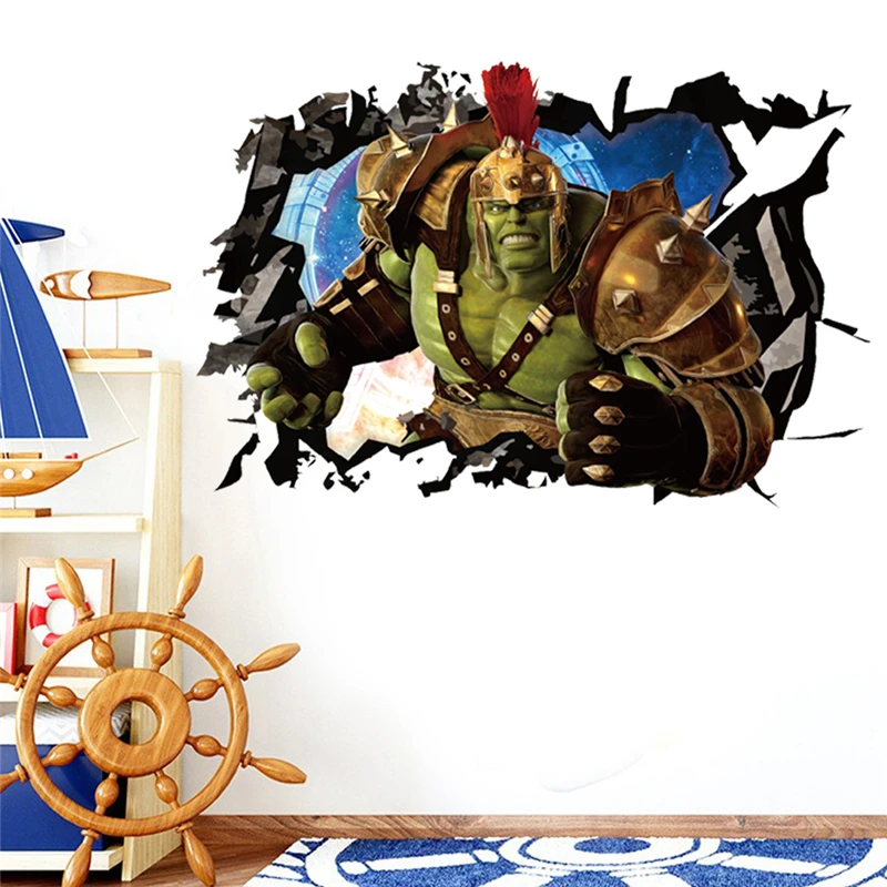 Wall sticker wall stickers 3D Cartoon Hulk Marvel Avengers Wall Stickers For Kids Rooms Living Room Bedroom Wall Decoration SuperHero Movie Poster