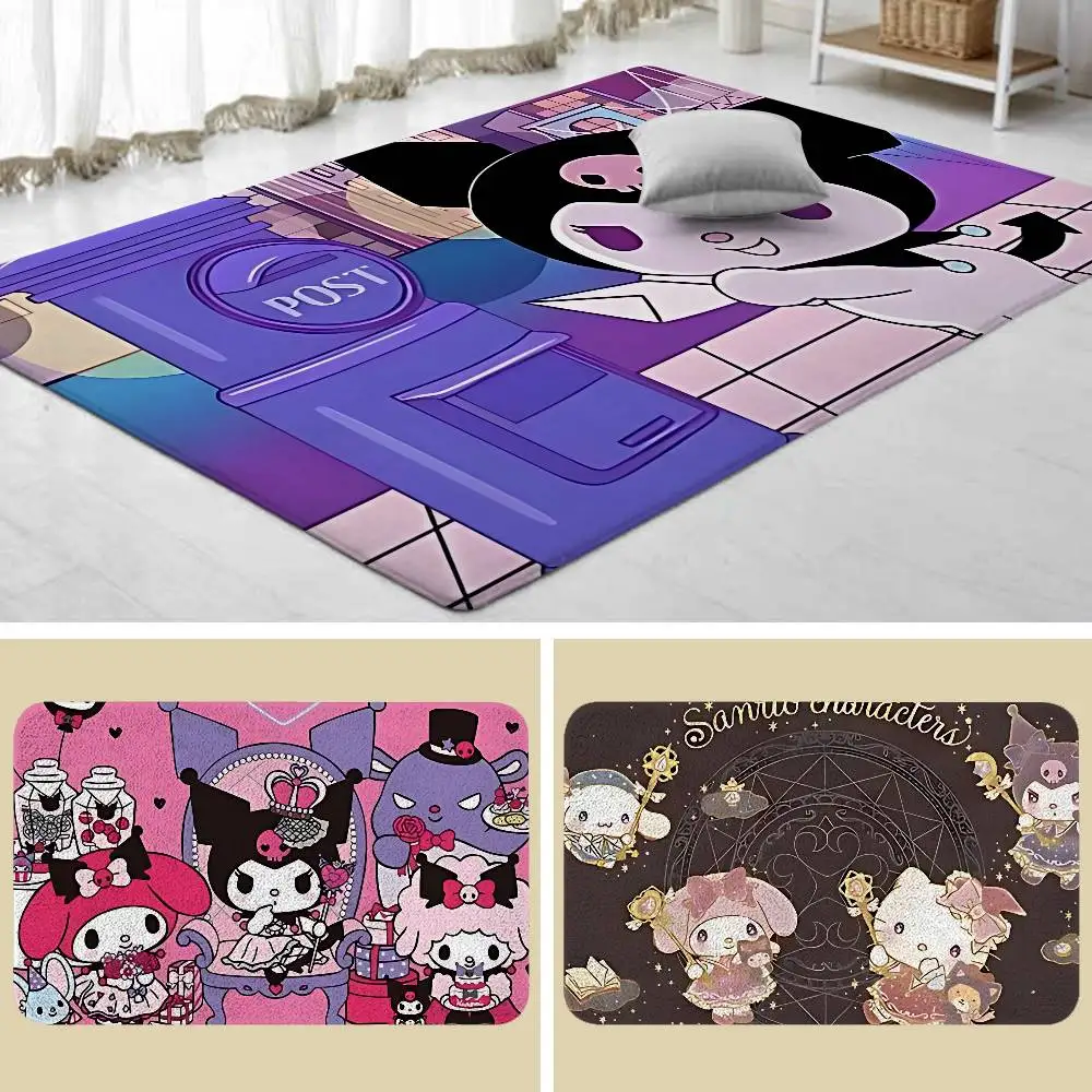 귀여운 애니메이션 쿠로미 바닥 매트 홈 세탁실 러그 카펫 거실 장식 라운지 공간 미끄럼 방지 발 매트 현관 매트