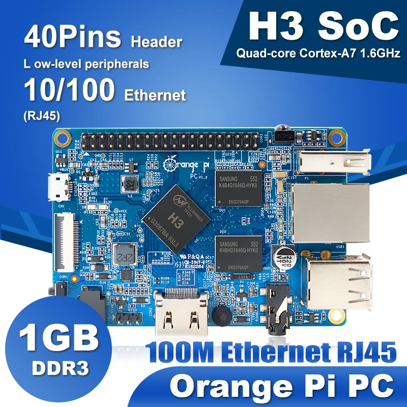 Orange Pi PC 1GB H3 SoC 100M ̴ RJ45  ҽ ̴ PC º   ǻ, , ȵ̵, ,  OS