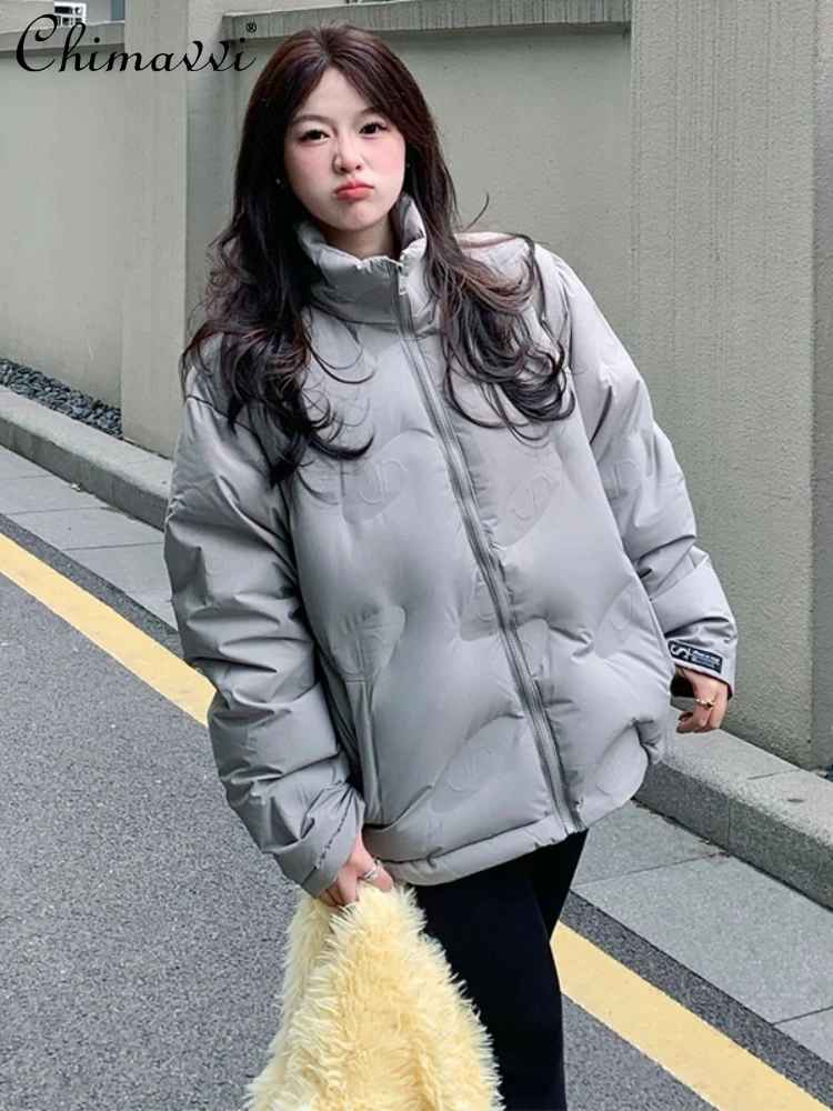 

American Gray Commute Women's Quilted Cotton Coat Winter Fashion Solid Color Turtleneck Western Style Bread Coat Puffer Jacket