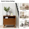 Nightstand with Charging Station, Set of 2 Mid-Century 2 Drawer and Open Shelf Dresser for Bedroom, Fluted Bedside Table 6