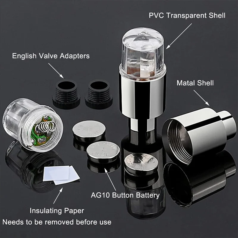 Colorful Car Tire Valve Caps LED Car Motorcycle Cycling Wheel Lantern Spokes Hub Tyre Lamp Wheel Caps 4Pcs