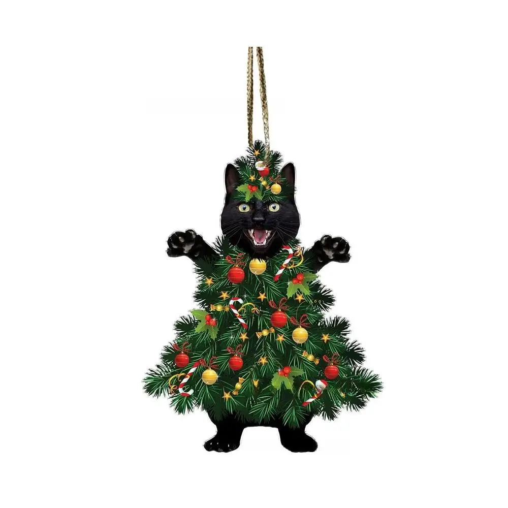 Acrylic Pet-Themed Christmas Tree Hanging Ornament - Festive 2D Design