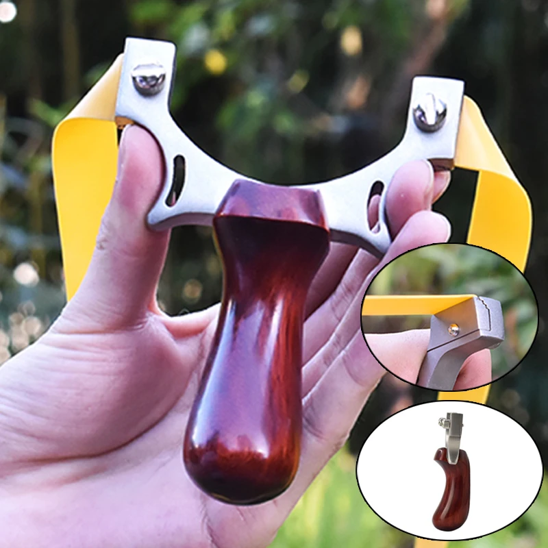 Wooden Stainless Steel Hunting Slingshot Outdoor Slingshot Shooting Set Sports and Entertainment Rubber Band Toys