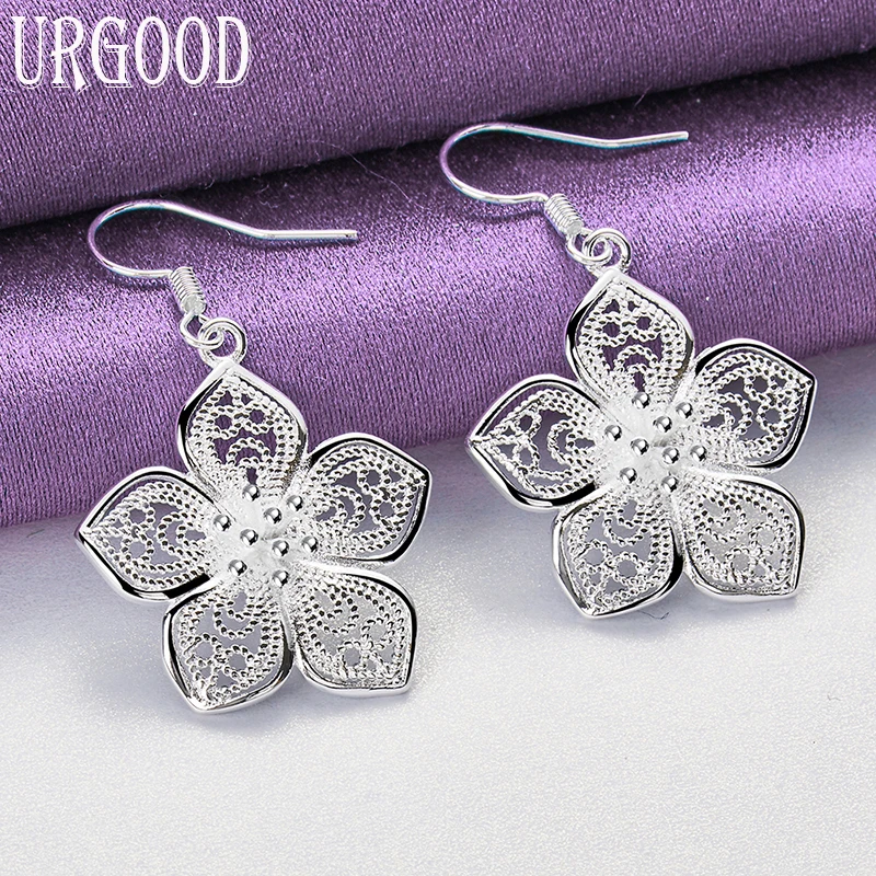

925 Sterling Silver Charming Flower Pattern Earrings For Women Party Engagement Wedding Gift Fashion Jewelry