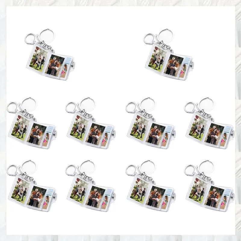 Hot Selling-10X 미니 소형 사진 앨범 키 체인 16 사진 책 홀더 열쇠 고리 남자 친구 여자 친구를위한 DIY 선물, 10X Mini Smal