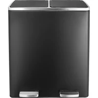 60L(16 Gal) Dual Trash Can, Stainless Steel Kitchen Garbage Can, Double Compartment Classified Rubbish Bin, Recycle Dustbin w/Pl 1