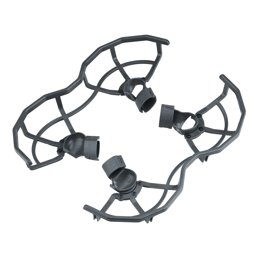 Anneau de protection pour hélices DJI FPV gris, installé sur drone avec vue d'ensemble pour la sécurité de vol en action.