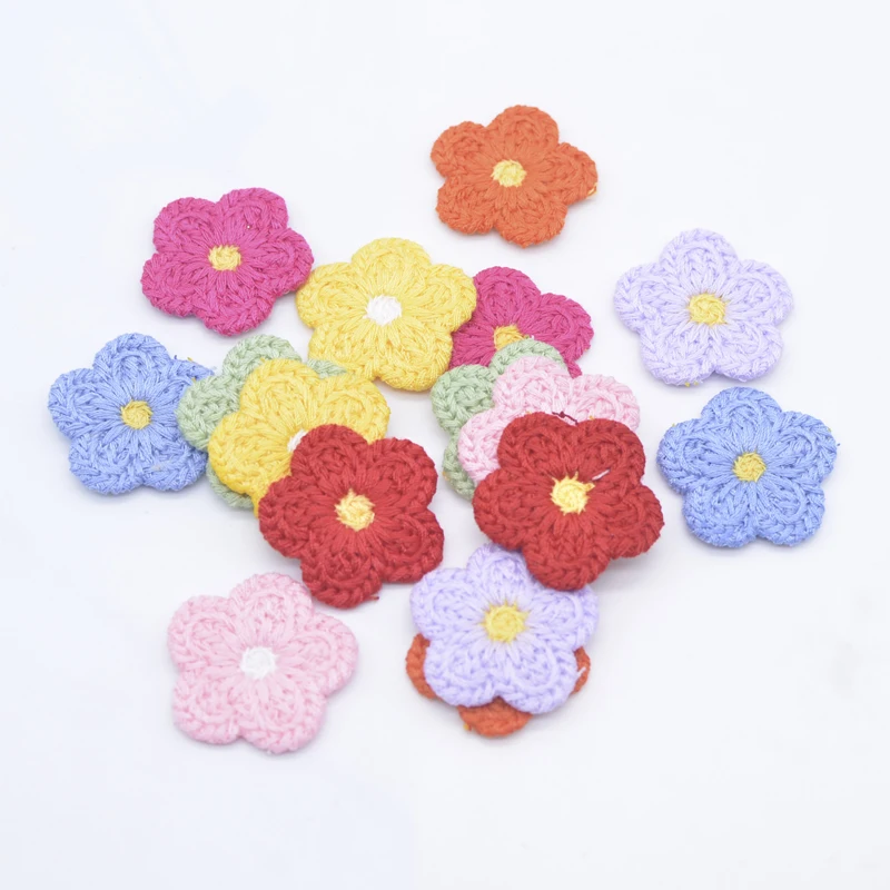 Fabric & Sewing Supplies for kid 20Pcs 25mm Wool Flower Applique for DIY Clothes Hat Shoes Crafts Sewing Supplies Patches Headwear Hair Clips Decor Accessories materials of sewing Fabric & Sewing Supplies