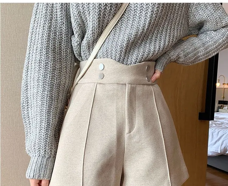 Calções de lã Grossa Feminina Calças Soltas Monocromático Império Todo o Jogo Chique Formal Suave Estudantes Moda Feminina Novo Outono Inverno 11 Computers e Electronics