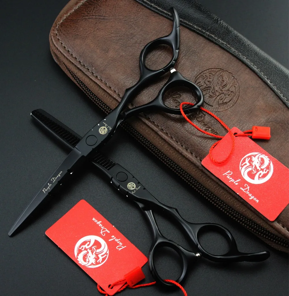 New Arrival 5.5 /6.0  Professional Hair Scissors Set Black Straight &Thinning Scissors Set High Quality For Barbers