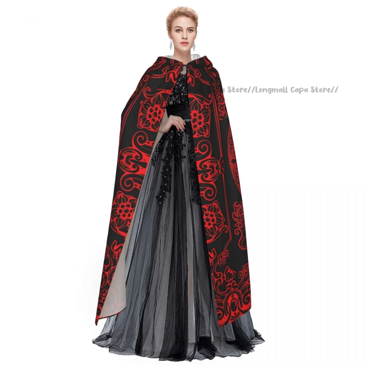 Cosplay costumi medievali pentagramma Baphomet mantello con cappuccio mantelle abiti lunghi giacche cappotto carnevale - immagine 3