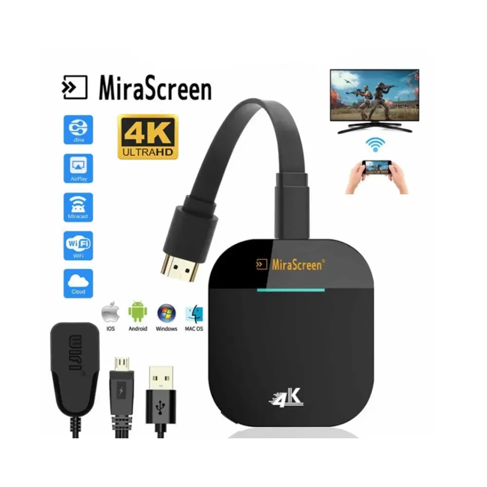 Mirascreen Wireless HDMI-compatible 2.4G 5G 4K Dongle TV Stick Miracast Airplay Receiver Wifi Dongle Mirror Screen For HDTV