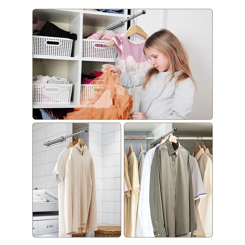 MOPHE-옷장 발렛 로드 12인치 4개의 후크가 있는 슬라이드 아웃 옷걸이 옷장용