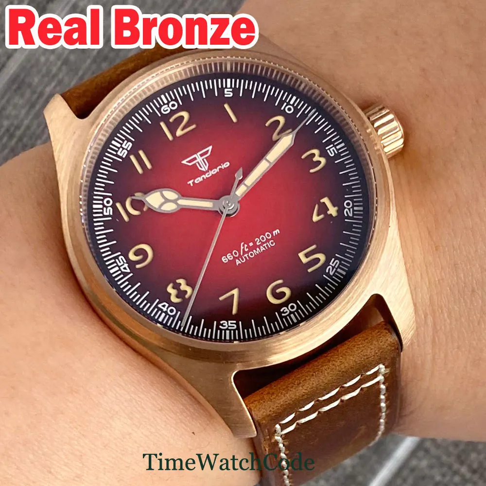 

Tandorio CUSN8 Real Bronze Diving Automatic Watch for Men NH35A PT5000 Movement Vintage 20BAR Waterproof Sapphire Crystal 39mm