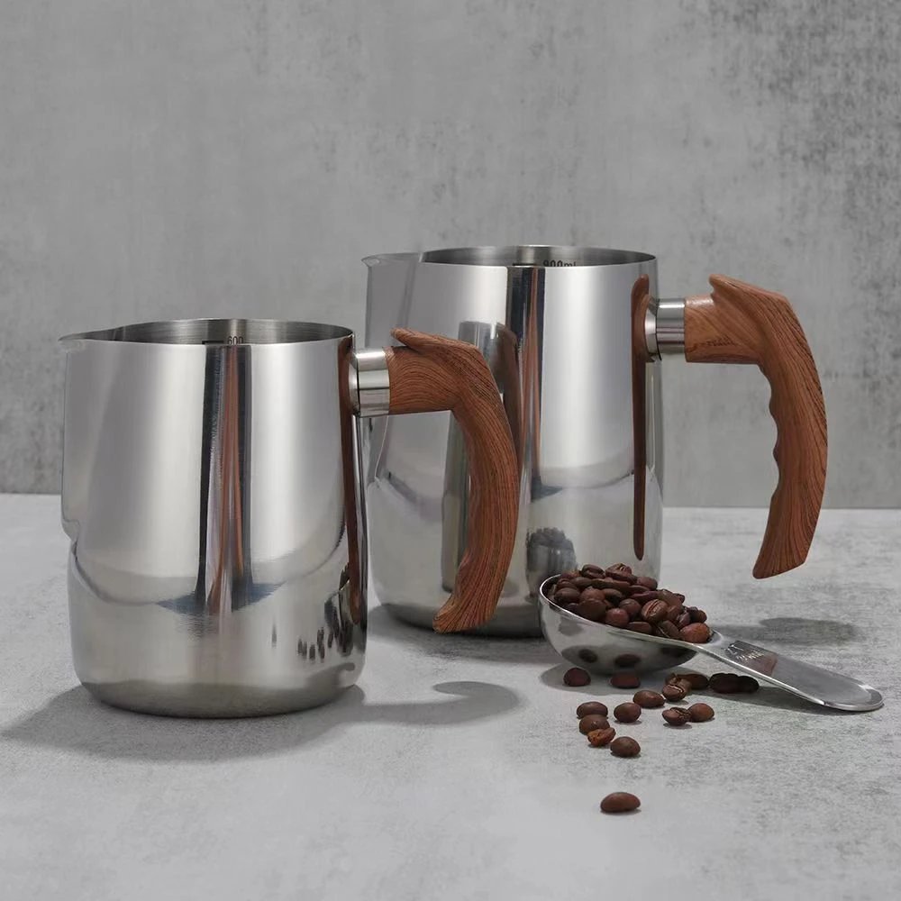600/1000ml Milk Jug,Stainless Steel Handheld Coffee Milk Frothing Pitcher Jug Cup with