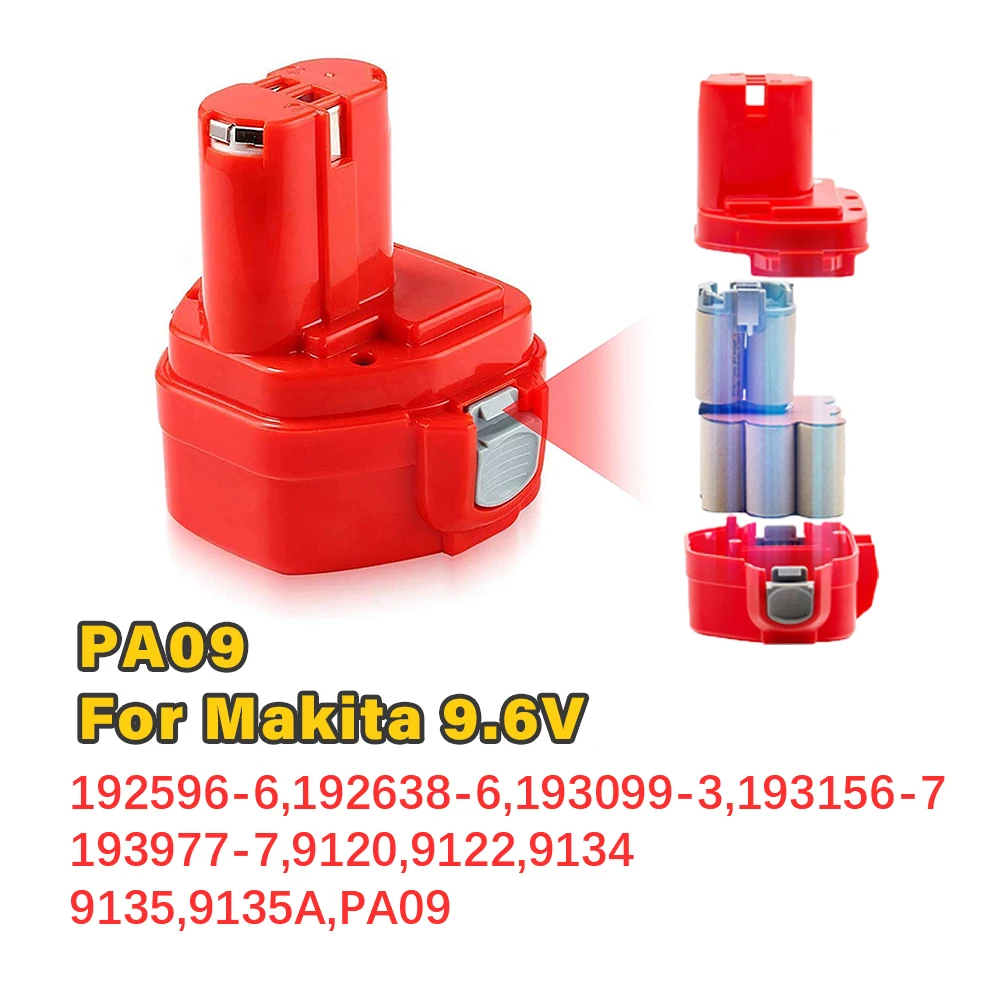 Makita 9.6 Vスティック電池交換(1300 mAh、NICD)-Makita 6012 HD、6095 D、5090 D、6093 D、DA 391 D、9000、4390 D、ML 902、4390 DW、4190 D、DA 391 DW : Replacement for Makita 9000 Battery - Replacement for
