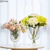 Transparent Tall Cup Glass Vase Artificial Flowers Decorative Flower Arrangement Desk Decoration Hydroponics Floral Vases 4