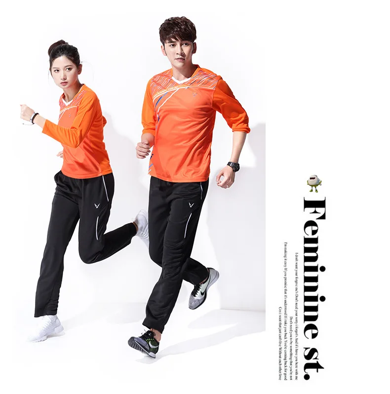 spring/autumn Men/women badminton suits,table/tennis sport jerseys pants,badminton long sleeved t-shirt+pants team train clothes