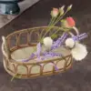 Rattan Woven Basket Oval Fruit Serving Tray with Handle Desktop Storage Box for Fruits Sundries Snacks Kitchen Counter Organizer 4
