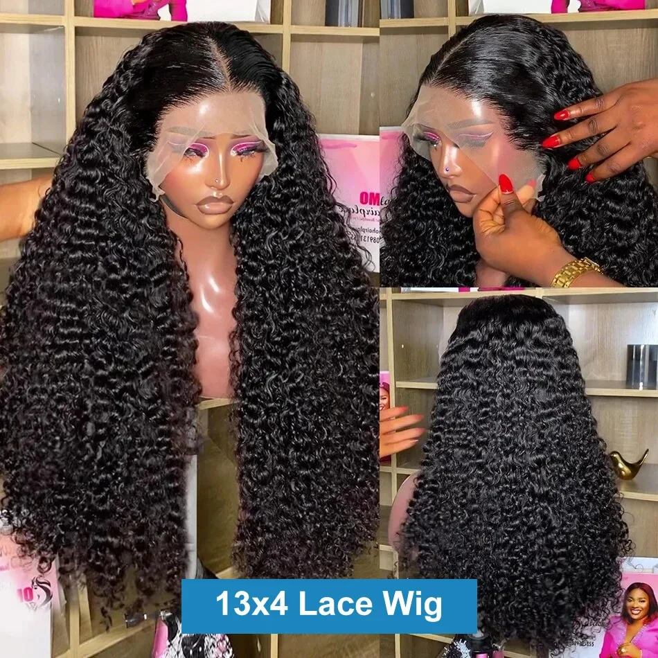 13x4 13x6 HD Lace Frontal Human Remy Hair Wig 30 38 Inch Curly Brazilian for Women 250 Density Deep Wave human hair wig