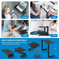 Support de Table pour ordinateur Portable et bureau de tour réglable, Portable avec tapis de souris, support de refroidissement pour ordinateur Portable en aluminium, bureau pour lit et bureau 5