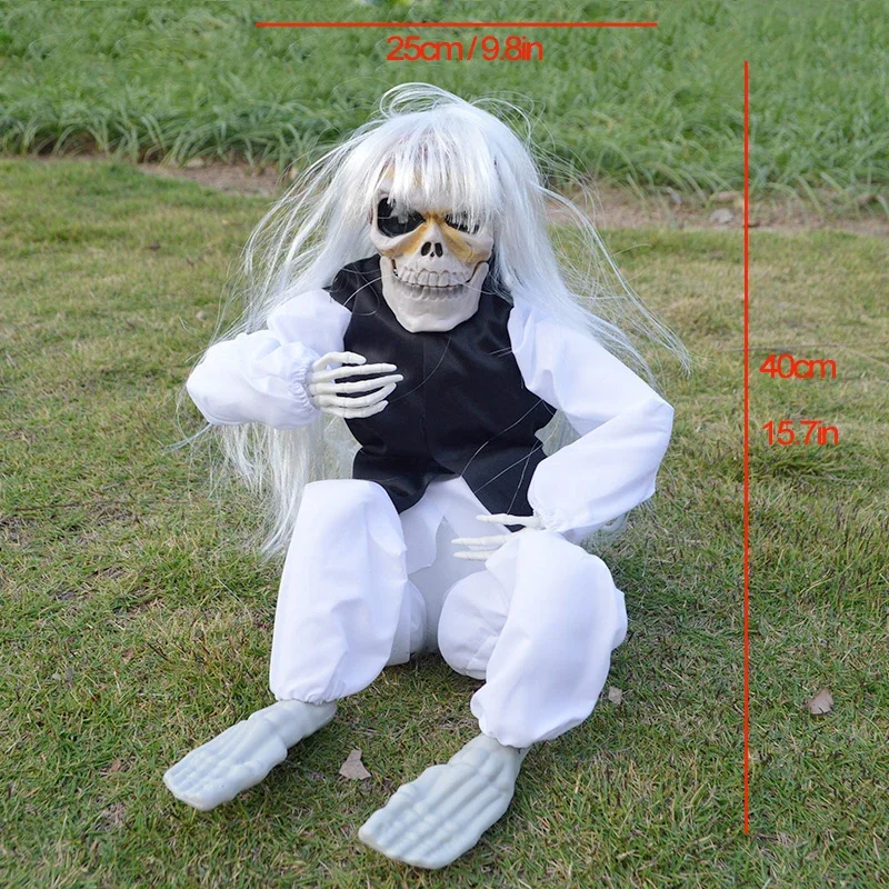 Halloween Crying Ghost Vinyl Doll Electric Interactive Toy Decoration with Sound Glowing Eyes for Haunted House Theme Party Decor Prop