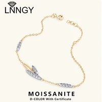 Lnngy Korean INS Moissanite Bracelet for Women 925 Sterling Silver Shiny Leaves Shape Chain Bracelets Temperament Jewelry Gift