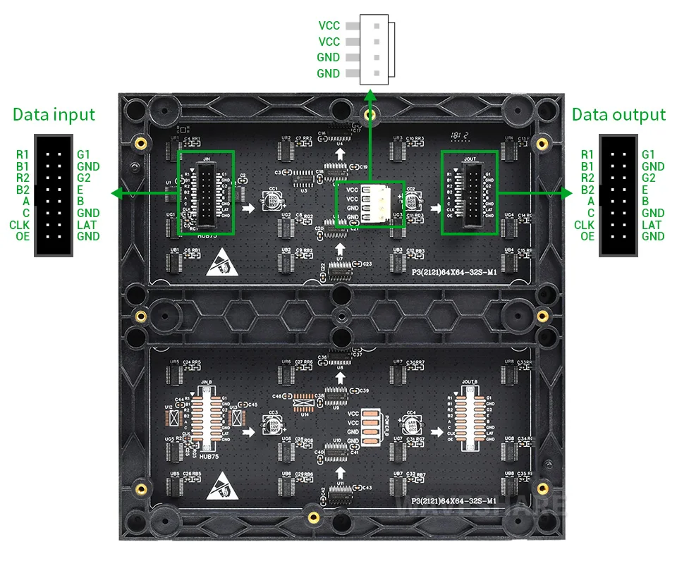 RGB Full-Color LED Matrix Panel 64��64 Pixels Display 3mm Pitch 4096 RGB LEDS Adjustable Brightness for Raspberry Ard