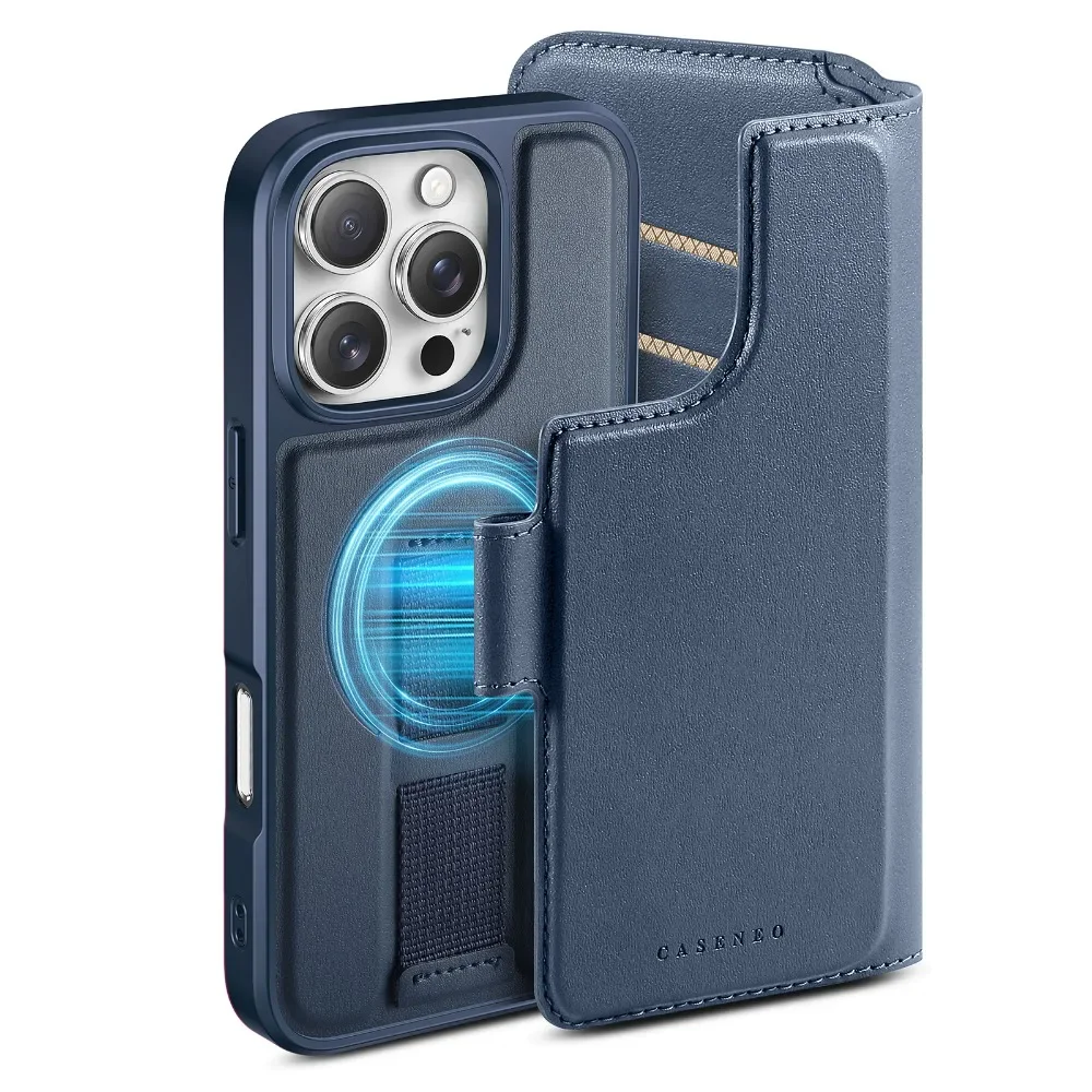 Detachable Magnetic Wallet with Card Holder and Flip Leather Protective Cover