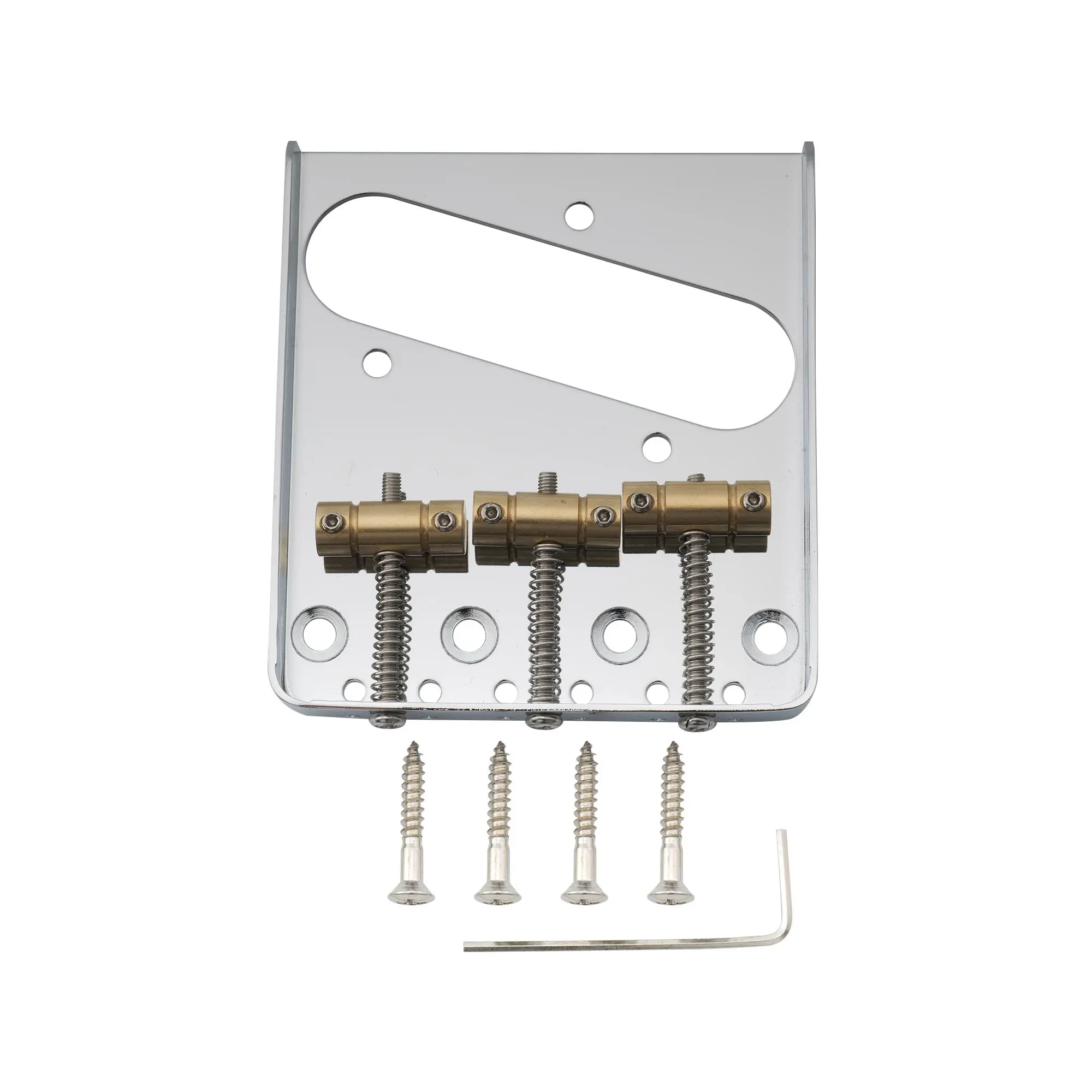 Musiclily Pro 54Mm Vintage Tele Bridge Con Canna In Ottone A 3 Sella Per Chitarra Elettrica Squier E Import Stile Telecaster, Cromo