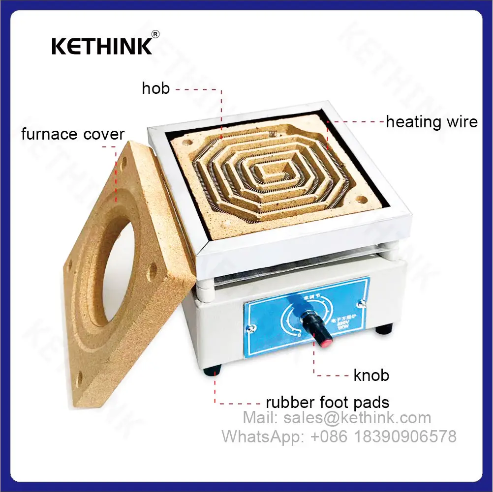 범용 전기 스토브 KETHINK KT-LF 시리즈 미니 실험실 열처리 용광로, 용광로 커버 포함, 1KW, 2KW