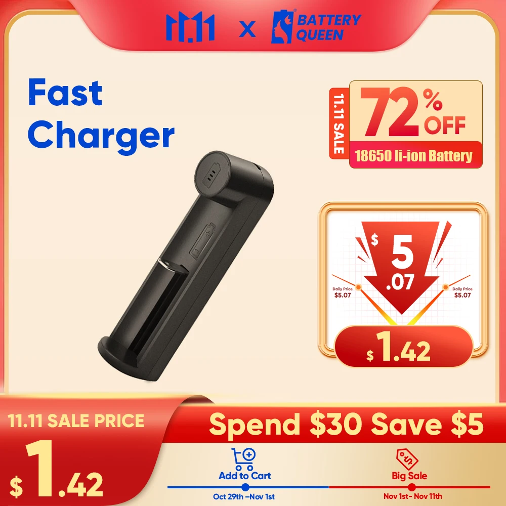 18650 Li Ion Battery Universal Charger 3.7 Strong ไฟฉายไฟหน้า Single