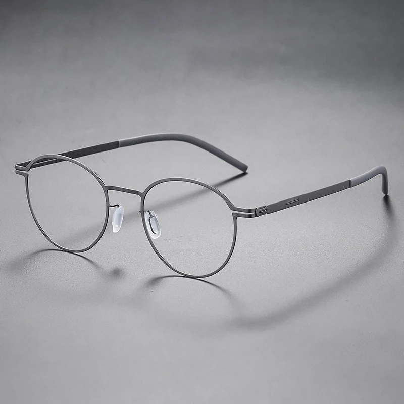 Germany Fashion Round Screwless Ultra-light Glasses Frame Men Women Brand Designer Tona Stainless Steel Eyeglasses Eyewear Gafas